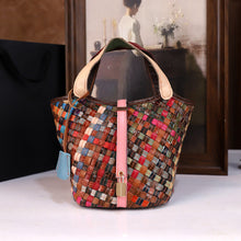 Load image into Gallery viewer, Genuine Leather Crossbody Bucket Bag for Women - Minimalist Woven Bucket Bag with Adjustable Strap