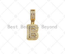 Load image into Gallery viewer, 18K Gold Baguette CZ Initial Letter Pendant, A -Z Alphabet Letter, Large Hole Personalized name Charm for Jewelry Making, 16x33mm,sku#LD76