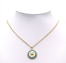 Load image into Gallery viewer, Gold CZ Enamel Medalion Lion Head On Round Charm, Sku#LK722