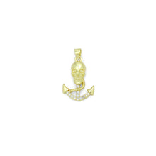Load image into Gallery viewer, CZ Gold Skull On Anchor Charm Pendant, Sku#LK1167