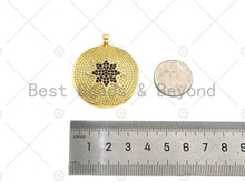 Load image into Gallery viewer, CZ Micro Pave North Star On Round Coin Pendant,18K Dainty Gold Medallion Charm, Necklace Bracelet Charm Pendant, 36x38mm, Sku#LK293