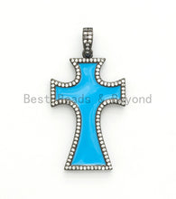 Load image into Gallery viewer, NEW DESIGN Pave CZ Enamel Colorful Oil Drop Cross Pendant, E