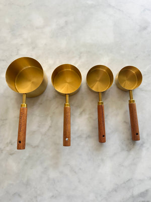 Montecito Acacia Wood and Gold Measuring Cups – Modern Kitchen Essentials