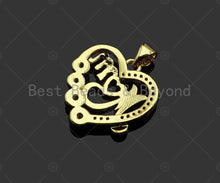 Load image into Gallery viewer, Gold Filled CZ Micro Pave Mom On Heart Shape Pendant, 18K Gold Filled Charm, Mother's Day Gift, Necklace Bracelet Pendant,19x20mm,Sku#LD118