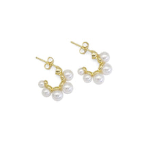 Load image into Gallery viewer, Gold White Pearl Arc-Shaped Stud Earrings, Sku#LD457