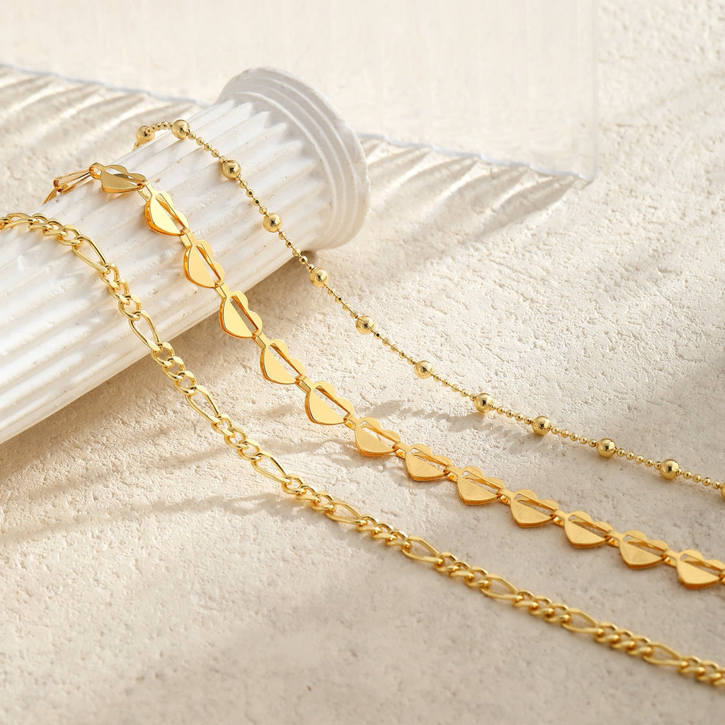 GOSFRY 14K Gold Plated Anklet Bracelets for Women Love Waterproof Stackable Set Dainty Jewelry Gifts