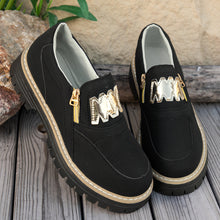 Load image into Gallery viewer, Women's Plus Size Chunky Platform Loafers | Side Zipper Block Heel Shoes