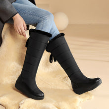 Load image into Gallery viewer, Women's Wedge Heel High-Top Snow Boots – Faux Fur Lined, Rubber Sole | Black &amp; White