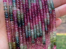 Load image into Gallery viewer, Top Quality Watermelon Tourmaline Faceted Rondelle Beads, 2x3.5mm/2x4.5mm Watermelon Tourmaline, 15.5'' Full Strand, SKU#U1224