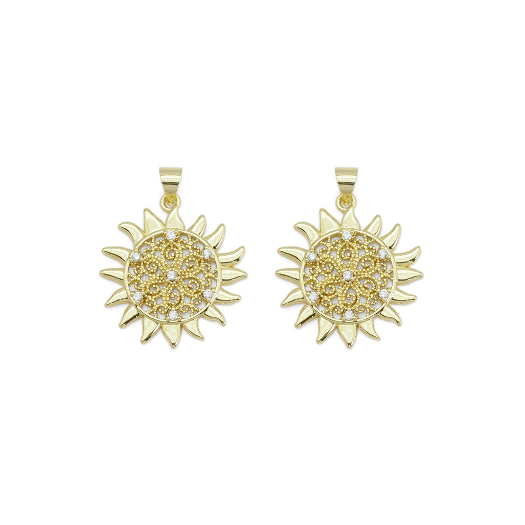 Clear CZ Filigree Flower Sun Charm, Sku#LX370