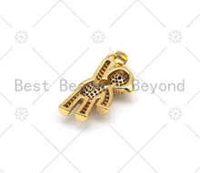Load image into Gallery viewer, CZ Micro Pave 3D Teddy Bear Shape Pendant, 18K Gold Filled Teddy Bear Charm, Necklace Bracelet Charm Pendant,13x26mm,Sku#LK425