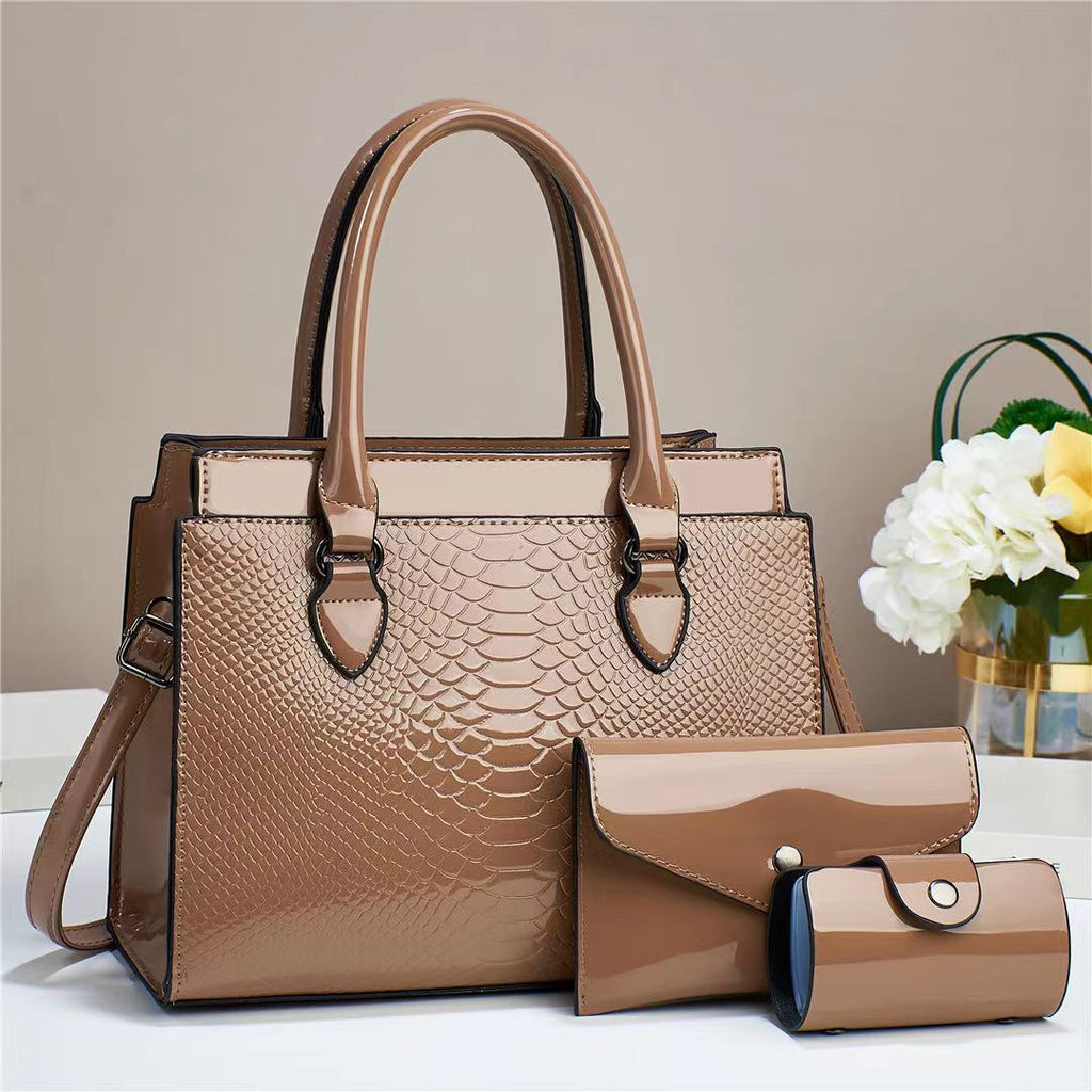 Women's 3-Piece PU Leather Crossbody Tote Bag Set - Versatile Shoulder Handbag with Multiple Compartments