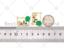 Load image into Gallery viewer, Colorful CZ Micro Pave Family Photos Rectangle Shape Pendant,18K Gold Filled Family Charm, Necklace Bracelet Pendant, 26x18mm,Sku#LK413