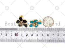 Load image into Gallery viewer, CZ Colorful Lilac Flower Enamel Earrings, Sku#J323