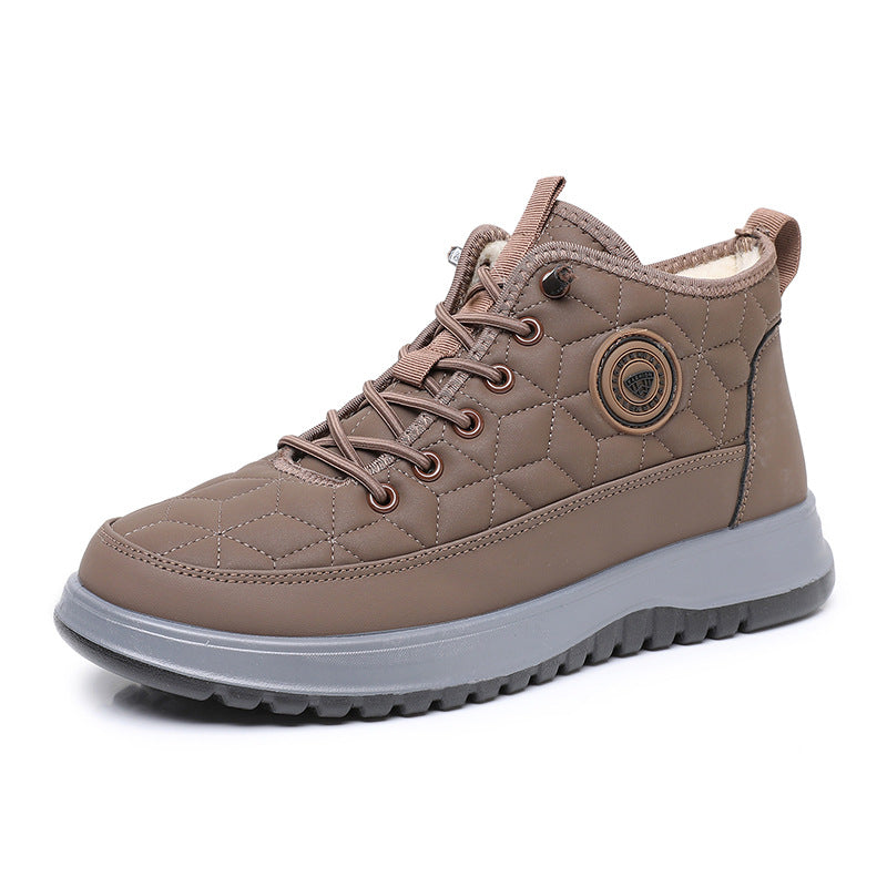 Men's Fleece-Lined Insulated Snow Boots – Lace-Up Casual Athletic Shoes