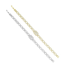 Load image into Gallery viewer, Rectangle CZ Link With Rectangle CZ Center Bracelet, Sku#A380