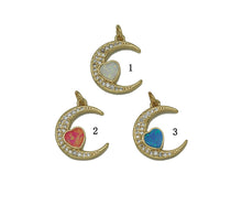Load image into Gallery viewer, Opal Heart On Cresent Moon Charm, Sku#F1504