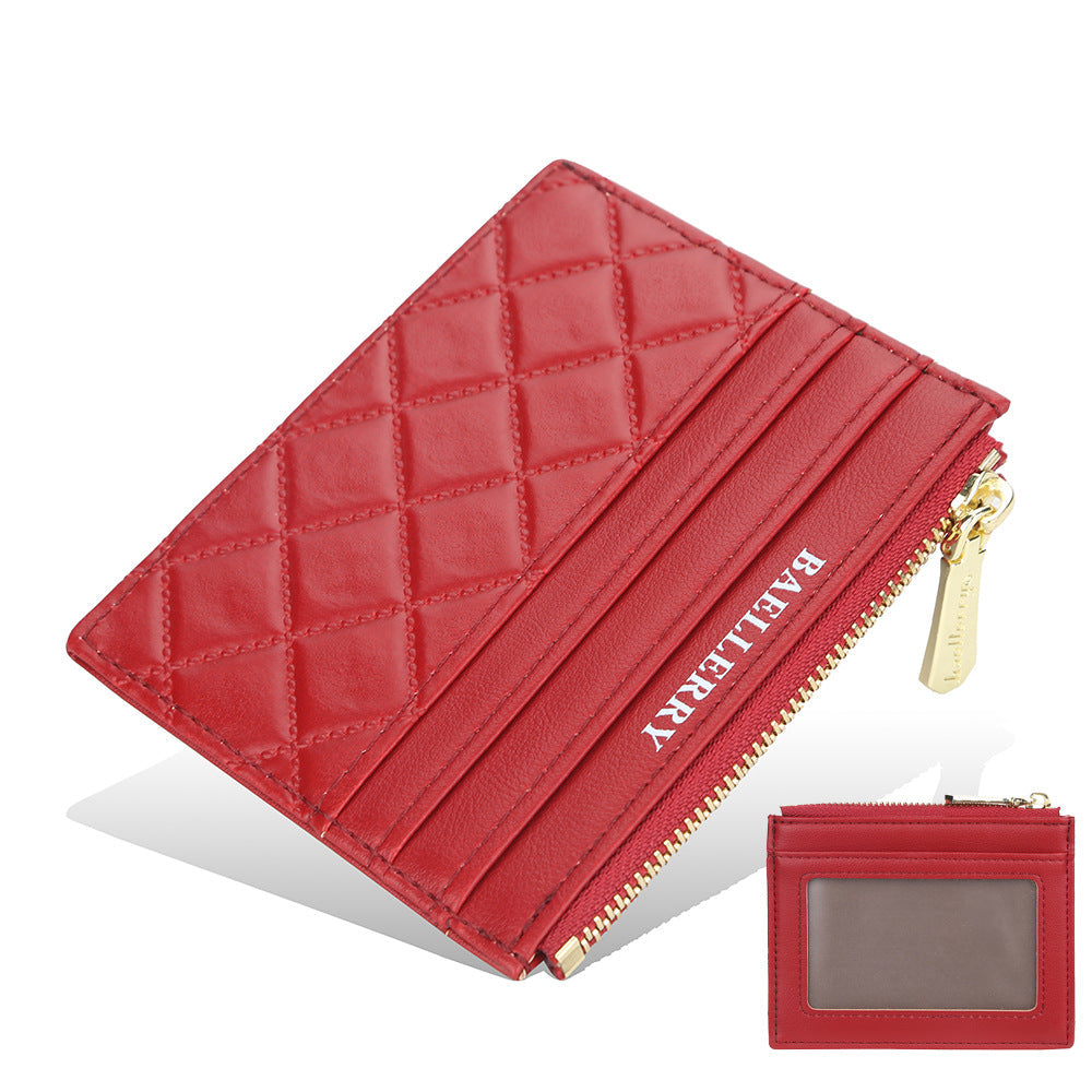 Slim Zippered ID Card Holder - PU Leather Driver's License Wallet with RFID Protection