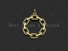 Load image into Gallery viewer, Gold Filled CZ Micro Pave Oval Link Round Pendant, 18K Gold Filled Charm, Necklace Bracelet Charm Pendant,22x25mm,Sku#LD122