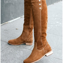 Load image into Gallery viewer, Women's Over-The-Knee Suede Boots | Low Heel Round Toe Side Zipper | Black Brown Khaki
