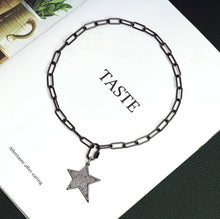 Load image into Gallery viewer, Paperclip chain necklace with star, heart, round disc pendant, sku#CL13