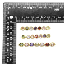 Load image into Gallery viewer, Colorful CZ Gold Round Heart Oval Shape Long Bar Connector Charm, Sku#LX313