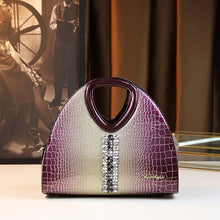 Load image into Gallery viewer, Women's Dumpling Handbag | PU Leather Shoulder Bag with Zipper Pockets – Purple &amp; Coffee