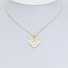Load image into Gallery viewer, CZ Pave Flower On Mother of Pearl Heart Charm Pendant, Sku#LK954