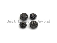 Load image into Gallery viewer, Black CZ Pave On Black Micro Pave Roundel Spacer Beads with Black Crystal for Bracelet, Spacer Beads,8x12/6x10mm, sku#G415