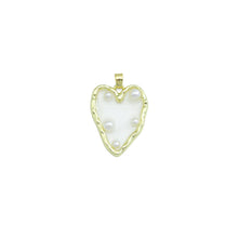 Load image into Gallery viewer, Hammered Edge Acrylic Heart with Pearl Charm , Sku#JL202