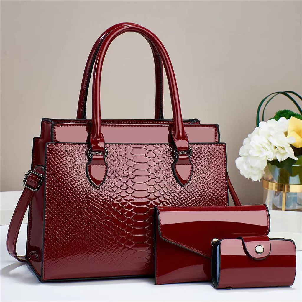 Women's 3-Piece PU Leather Crossbody Tote Bag Set - Versatile Shoulder Handbag with Multiple Compartments