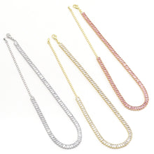 Load image into Gallery viewer, Thick Baguette CZ Tennis Chain Necklace,Sku#LD349