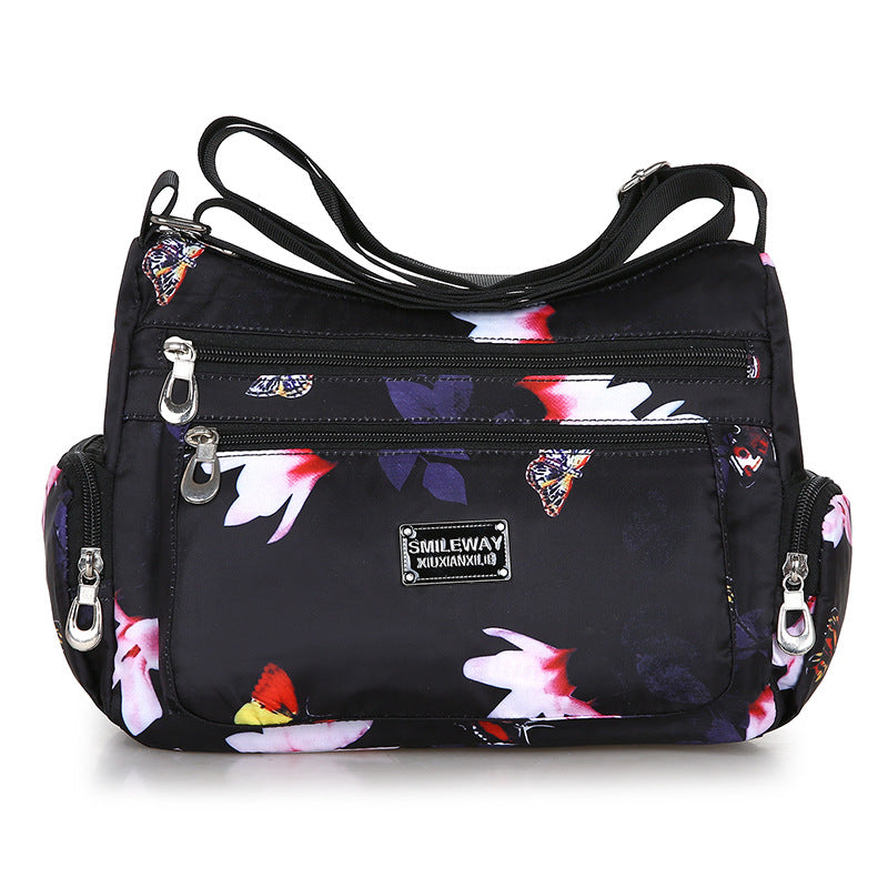 Women's Printed Canvas Shoulder Bag – Floral & Landscape Pattern Crossbody Handbag