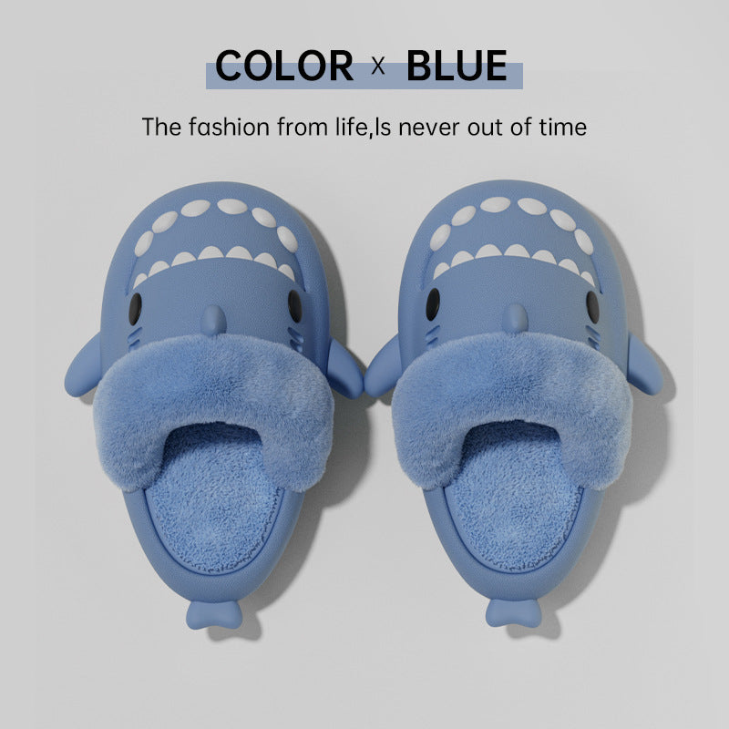 Shark Slippers Warm Fuzzy House Shoes | Detachable Fuzzy Winter Bedroom Slippers