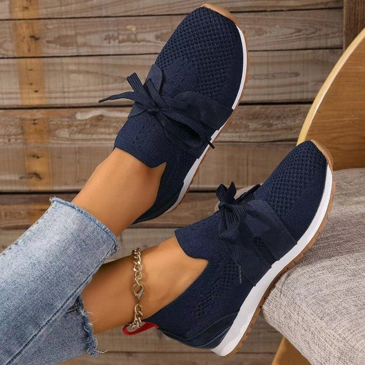Women's Lace-Up Mesh Flats | Breathable Casual Walking Wedge Shoes