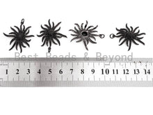 Load image into Gallery viewer, Black CZ Pave On Black Micro Pave Flower Charm Beads, Flower Beads,29x32mm, sku#F390/F352