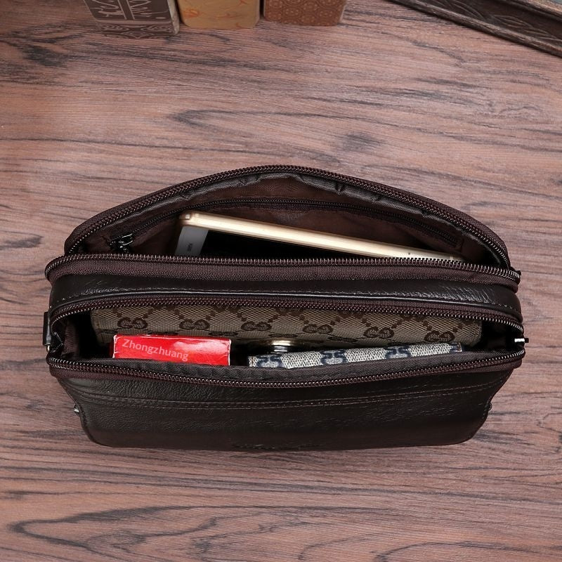 Men's Genuine Leather Clutch Bag – Soft First-Layer Cowhide Business Wallet