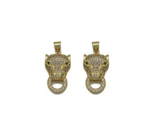 Load image into Gallery viewer, CZ Gold Leopard Head Charm, Sku#LX133