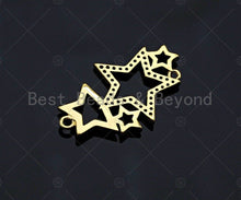 Load image into Gallery viewer, Colorful CZ Micro Pave Star Charm/Pendant, Bracelet Charm ,Star Pave Pendant, Multi Stars Connector,Gold plated Star ,18x30mm, Sku#LK112