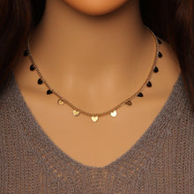 Load image into Gallery viewer, Gold Heart Thin Cuban link chain Adjustable Necklace, Sku#LD472