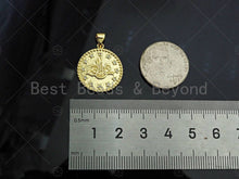 Load image into Gallery viewer, Gold Filled CZ Micro Pave Pattern Medallion Shape Pendant,18K Gold Filled Charm, Necklace Bracelet Charm Pendant,19x21mm,Sku#LK359