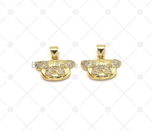 Load image into Gallery viewer, CZ Micro Pave Puppy Head Shape Pendant, 18K Gold Filled Dog Head Charm, Necklace Bracelet Charm Pendant,Sku#LK517