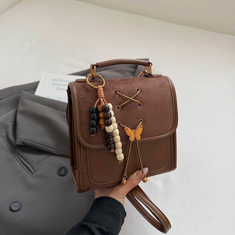 Textured PU Leather Crossbody Backpack – Commuter & Student Bag | Black, Brown, Khaki
