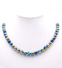 Load image into Gallery viewer, Half Gold Plated Blue Banded Agate Faceted Round Beads, 8mm/10mm, Sku#UA299