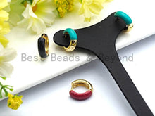 Load image into Gallery viewer, Enamel Gold Hoop Earrings, Sku#J88