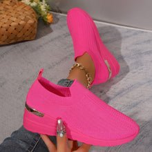 Load image into Gallery viewer, Women's Flyknit Mesh Breathable Wedge Sneakers | Slip-On Platform Casual Shoes