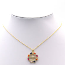 Load image into Gallery viewer, Colorful Stone Gold North Star Round Charm, Sku#LX115