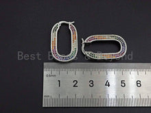 Load image into Gallery viewer, Colorful CZ Huggies Oval Shape Loop Earrings,  Sku#J248