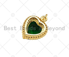 Load image into Gallery viewer, Gold Filled Big Colorful CZ Micro Pave Heart Shape Pendant, 18K Gold Filled Heart Charm, Necklace Bracelet Charm Pendant,15x19mm,Sku#LK334