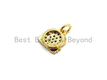 Load image into Gallery viewer, Small CZ Colorful Micro Pave Purse With Two Face Pendant, Purse Lock Shaped Pave Pendant, Gold plated, 10x11mm, Sku#F724